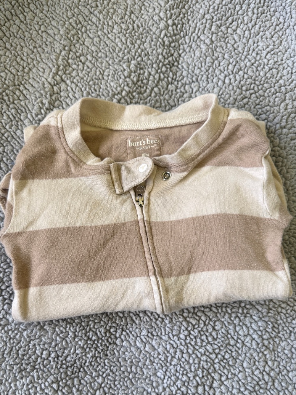 Burt's Bees Baby Cream & Beige Striped onesie